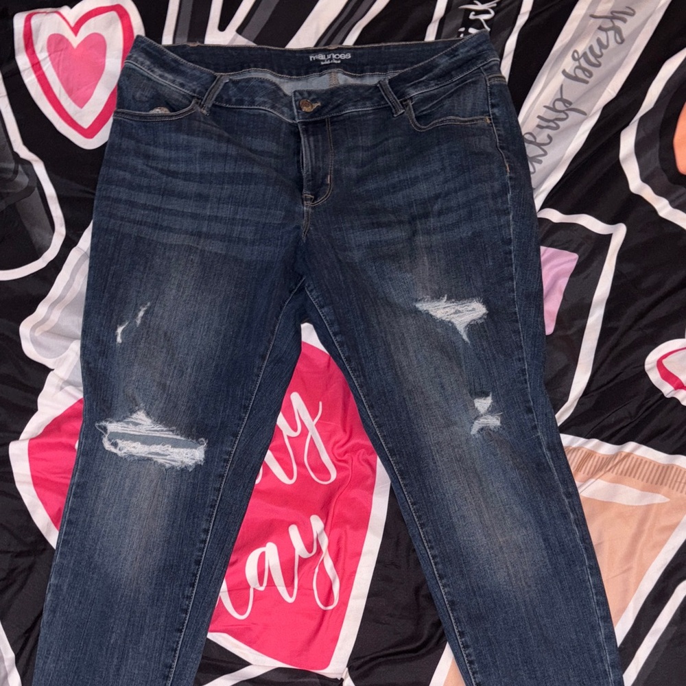 Maurices  Blue Distressed Skinny Jeans